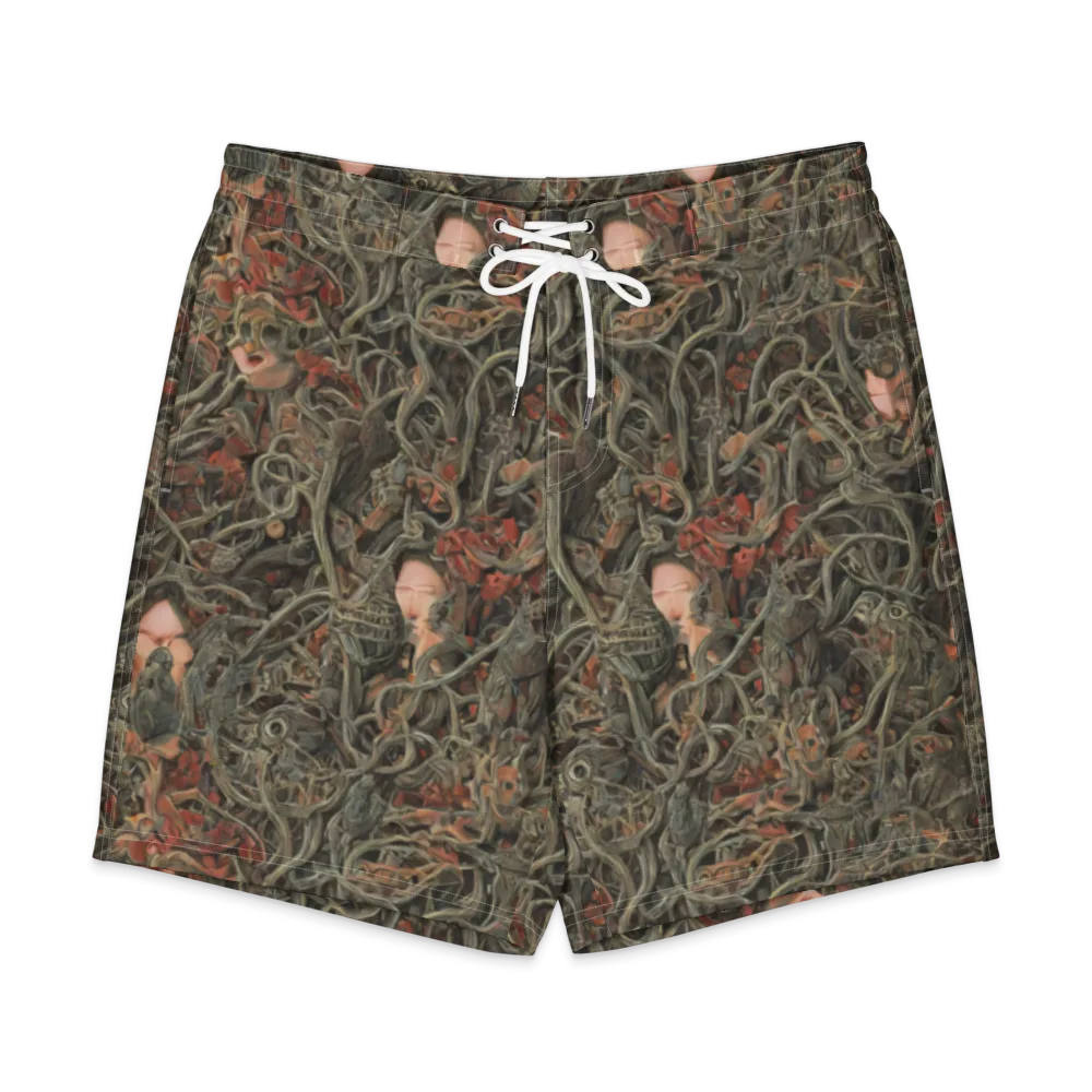 Olive Labyrinth on Men's Board Shorts — Front