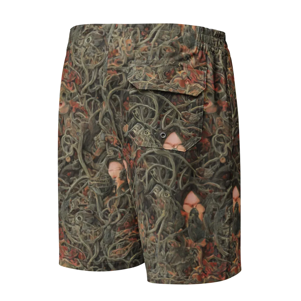 Olive Labyrinth on Men's Board Shorts — Back