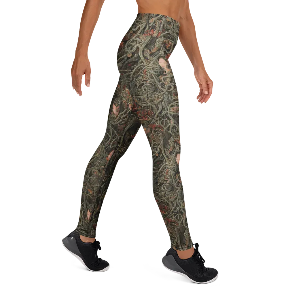 Olive Labyrinth on Yoga Leggings — Right