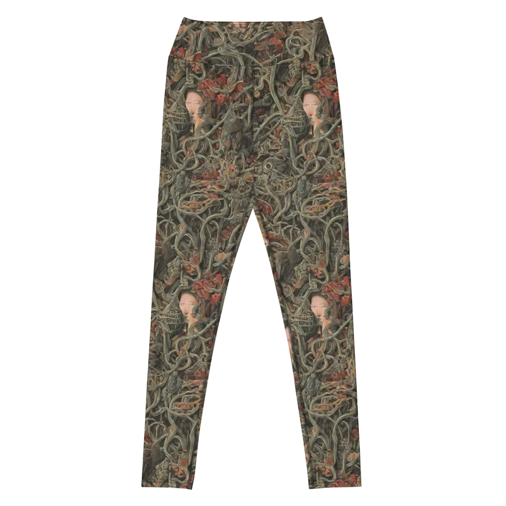 Olive Labyrinth on Yoga Leggings — Front