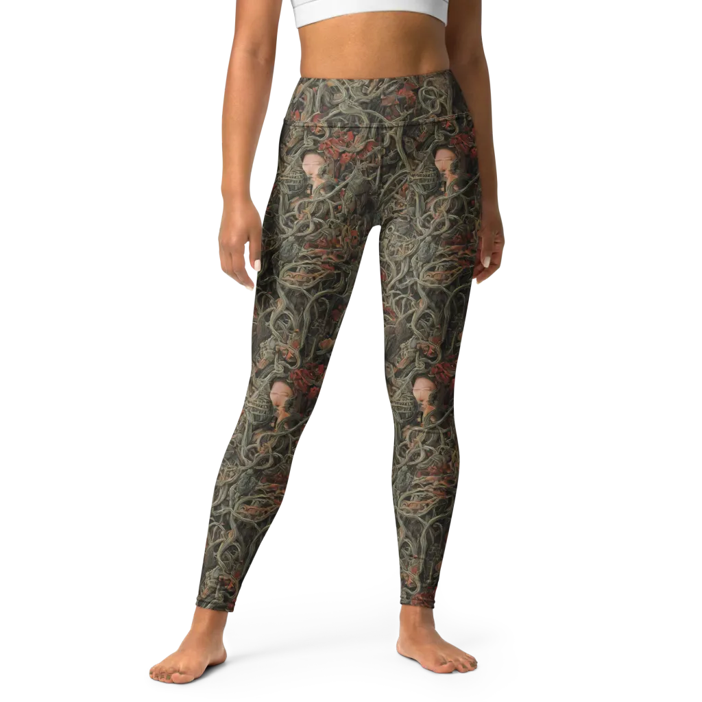 Olive Labyrinth on Yoga Leggings — Front