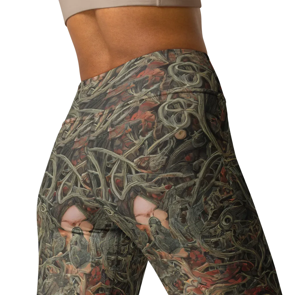 Olive Labyrinth on Yoga Leggings — Back
