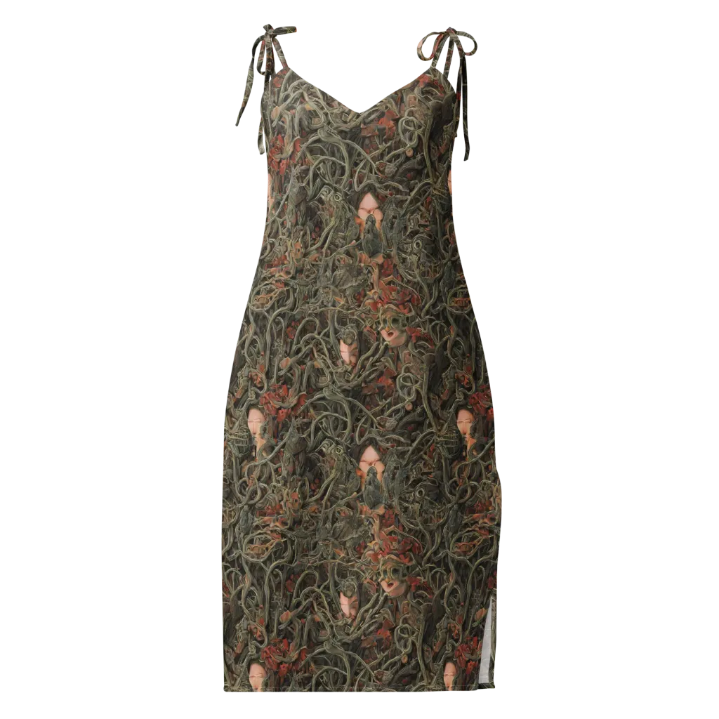 Olive Labyrinth on Slip Dress — Front