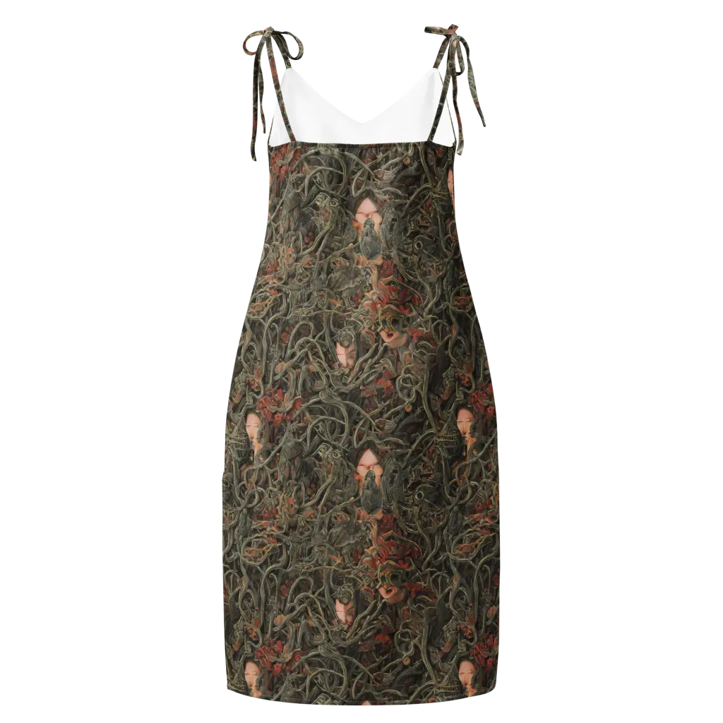 Olive Labyrinth on Slip Dress — Back
