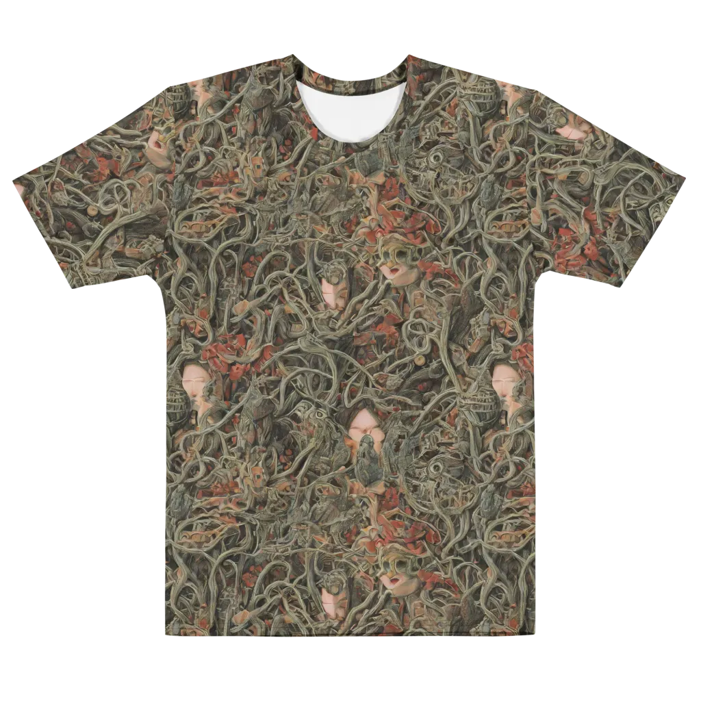 Olive Labyrinth on Men's Cotton Crew Neck T-Shirt — Front
