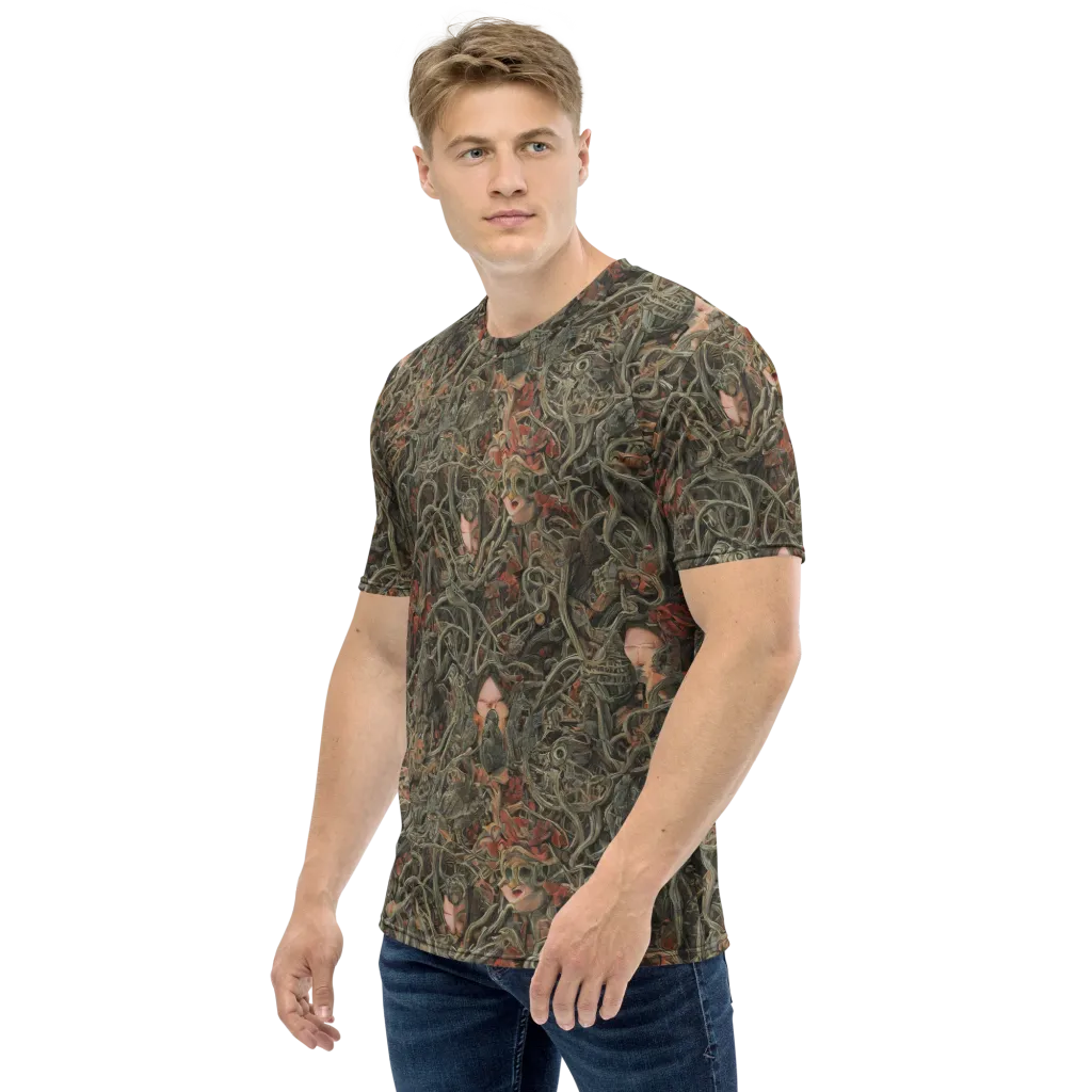 Olive Labyrinth on Men's Crew Neck T-Shirt — Left