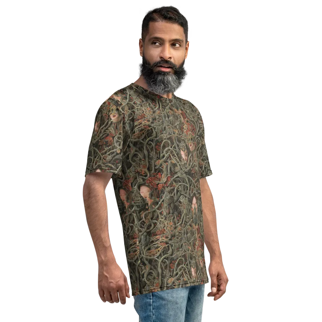 Olive Labyrinth on Men's Crew Neck T-Shirt — Right
