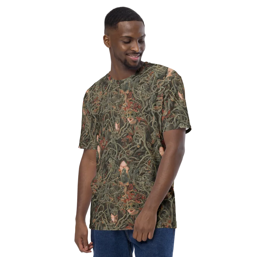Olive Labyrinth on Men's Crew Neck T-Shirt — Left