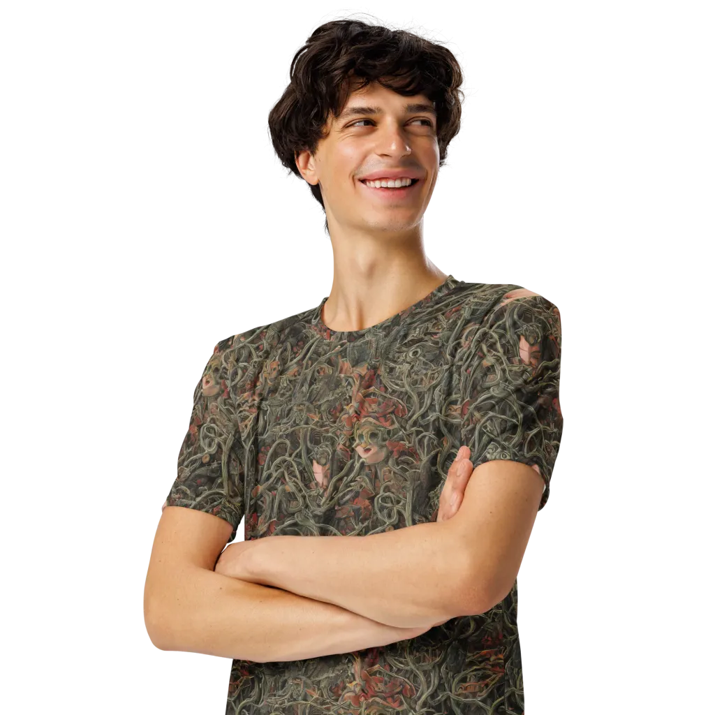 Olive Labyrinth on Men's Crew Neck T-Shirt — Left Front