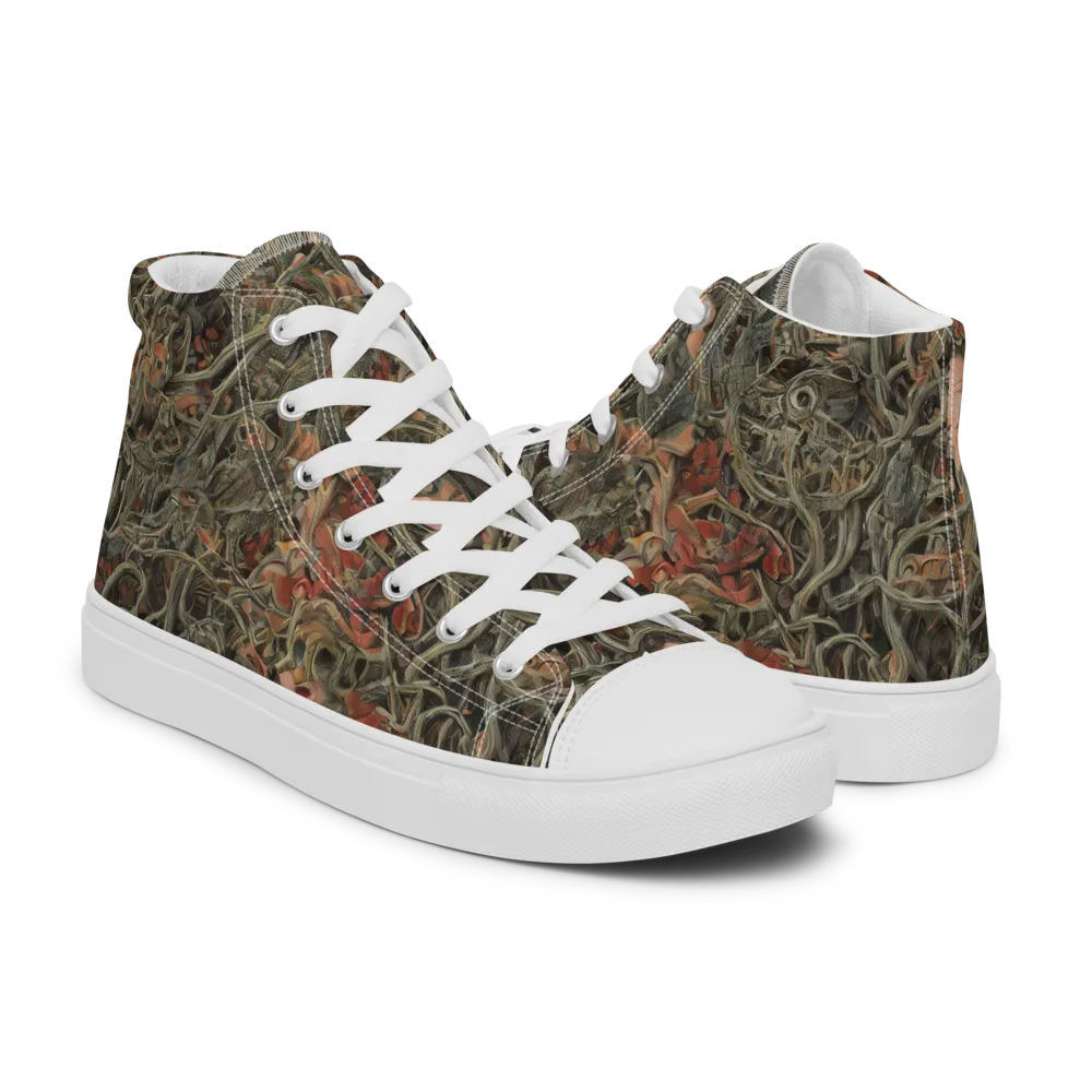 Olive Labyrinth on Men's High Top Canvas Shoes — Right