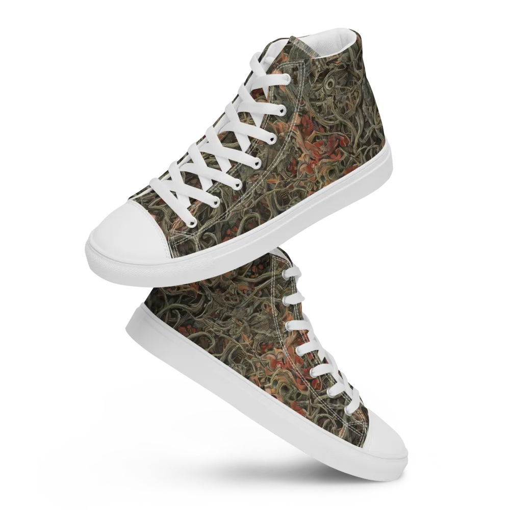 Olive Labyrinth on Men's High Top Canvas Shoes — Front