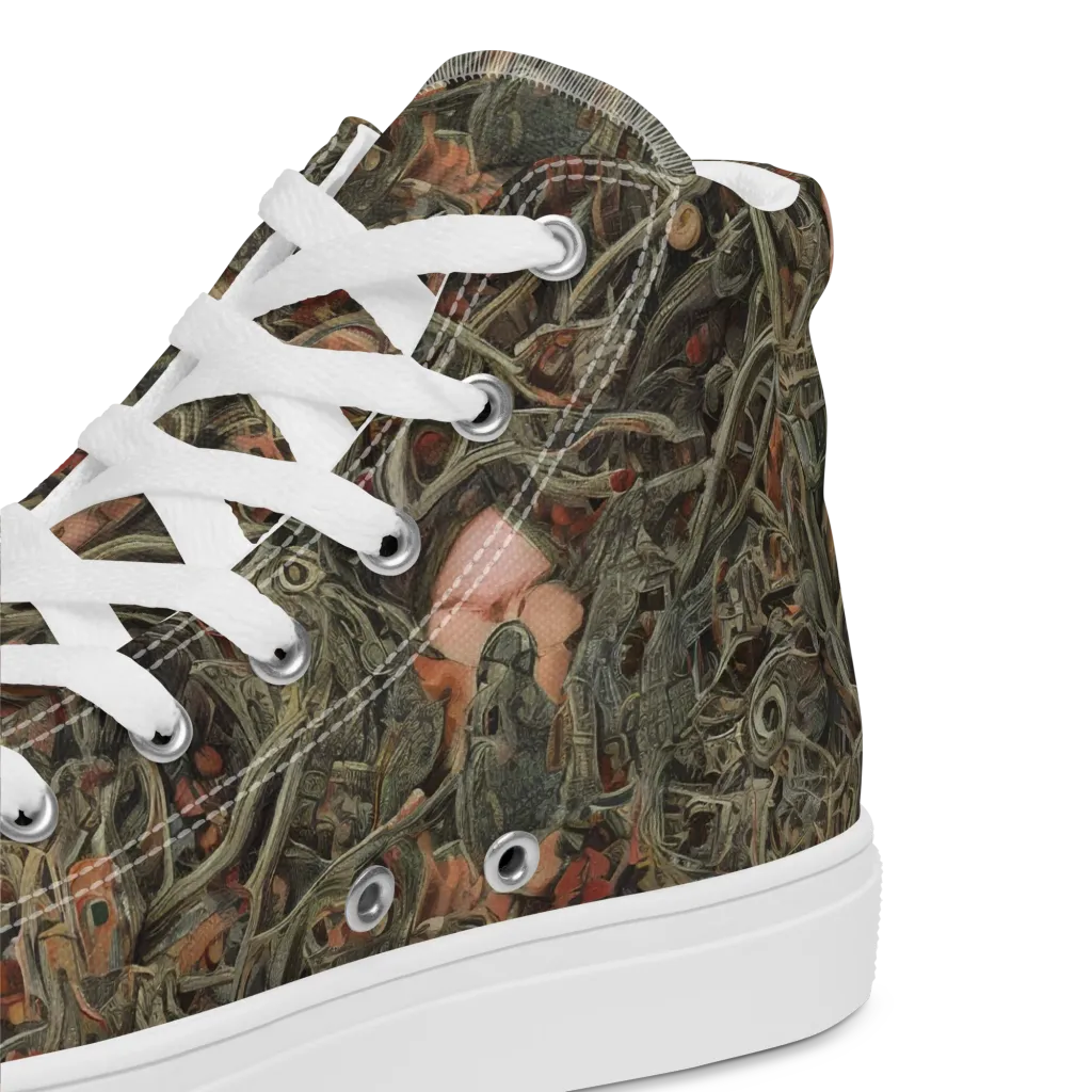 Olive Labyrinth on Men's High Top Canvas Shoes — Product details 2