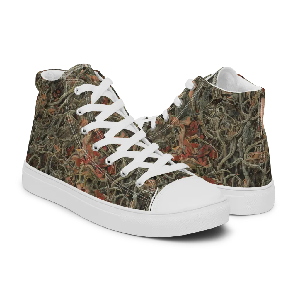 Olive Labyrinth on Women's High Top Canvas Shoes — Right