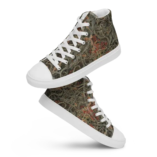 Olive Labyrinth on a Women's High Top Canvas Shoes