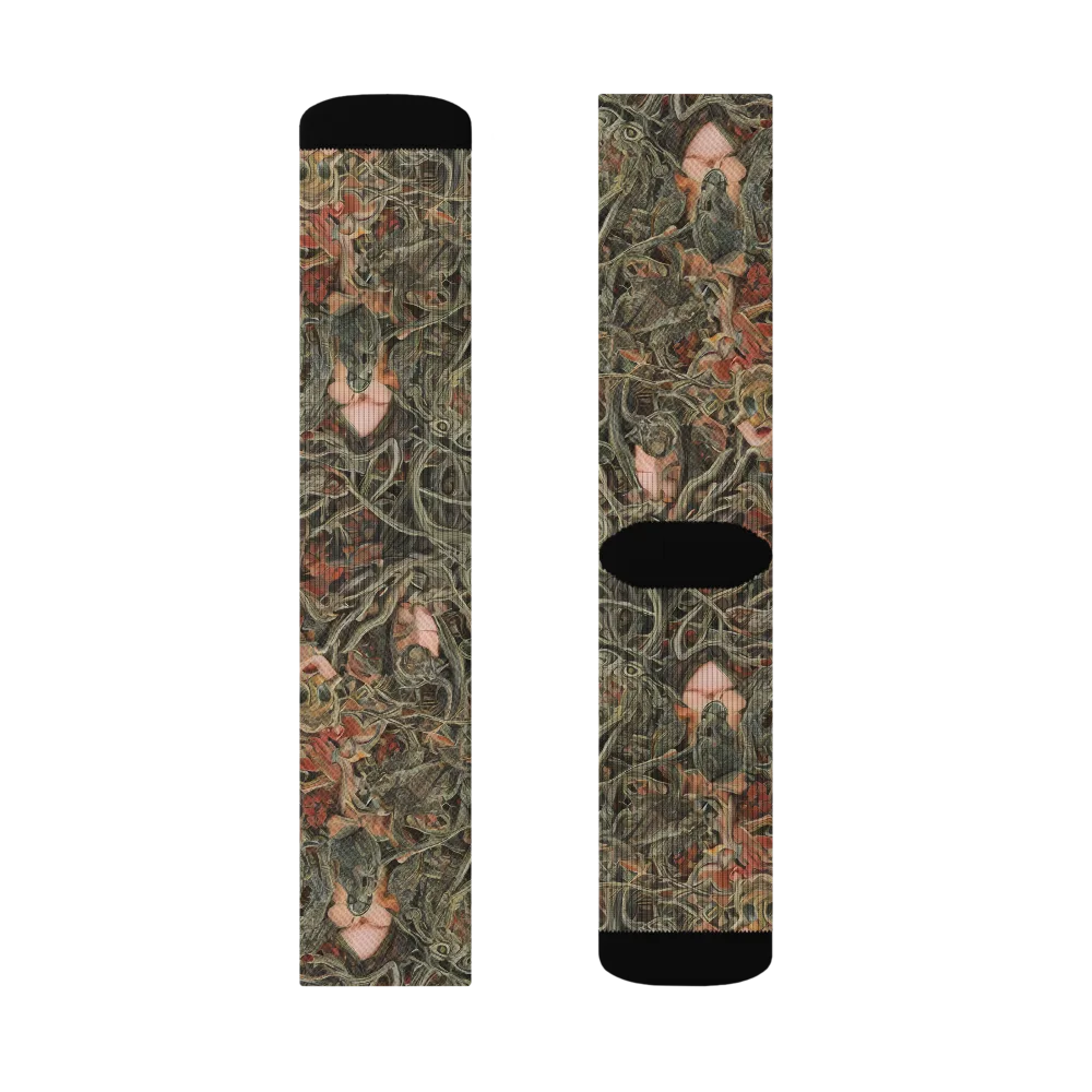 Olive Labyrinth on Socks — Left Sock