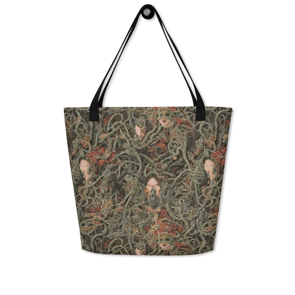 Olive Labyrinth on Large Tote Bag W/ Pocket — Front