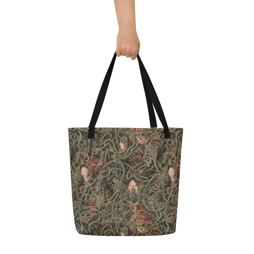Olive Labyrinth on Large Tote Bag W/ Pocket — Front