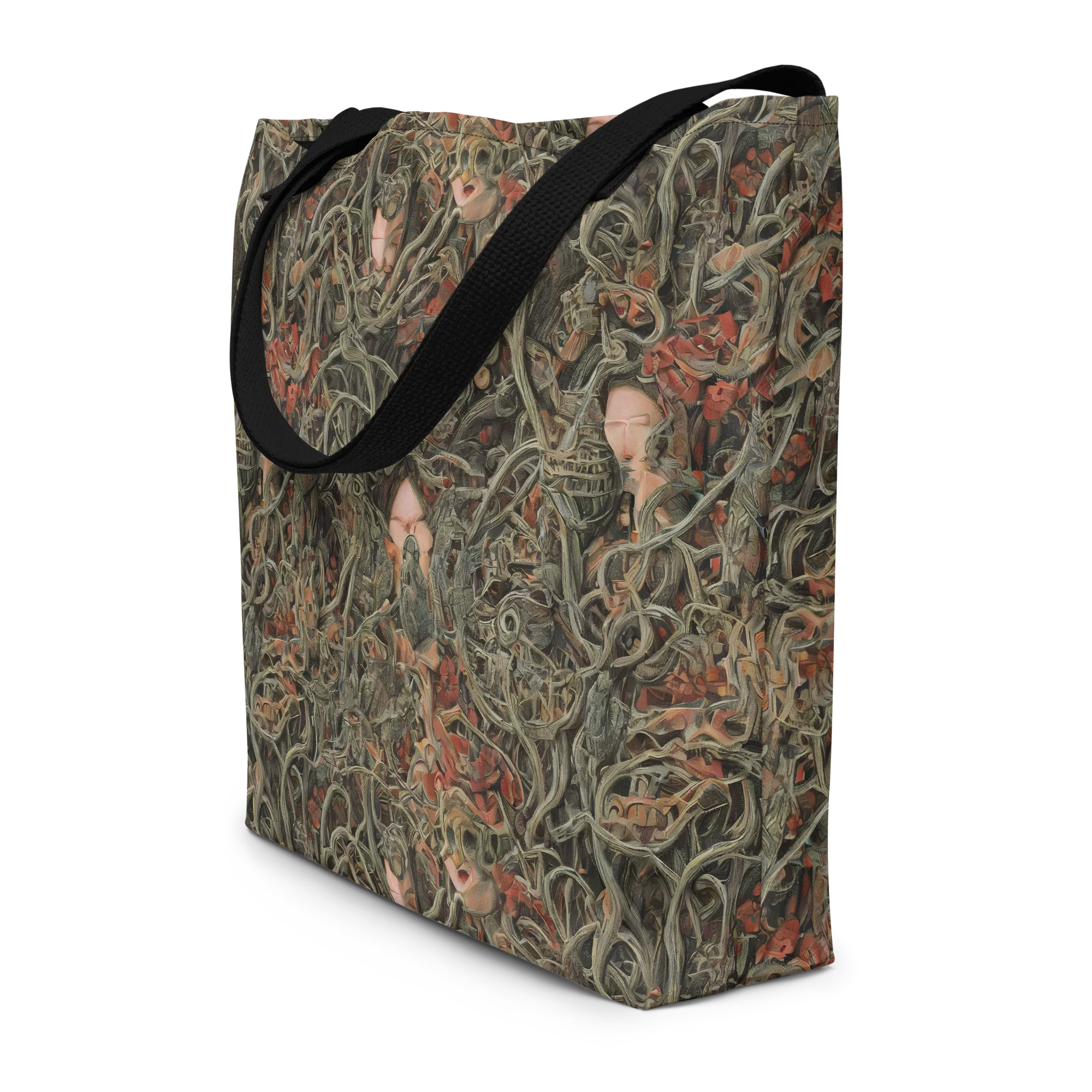 Olive Labyrinth on Large Tote Bag W/ Pocket — Front