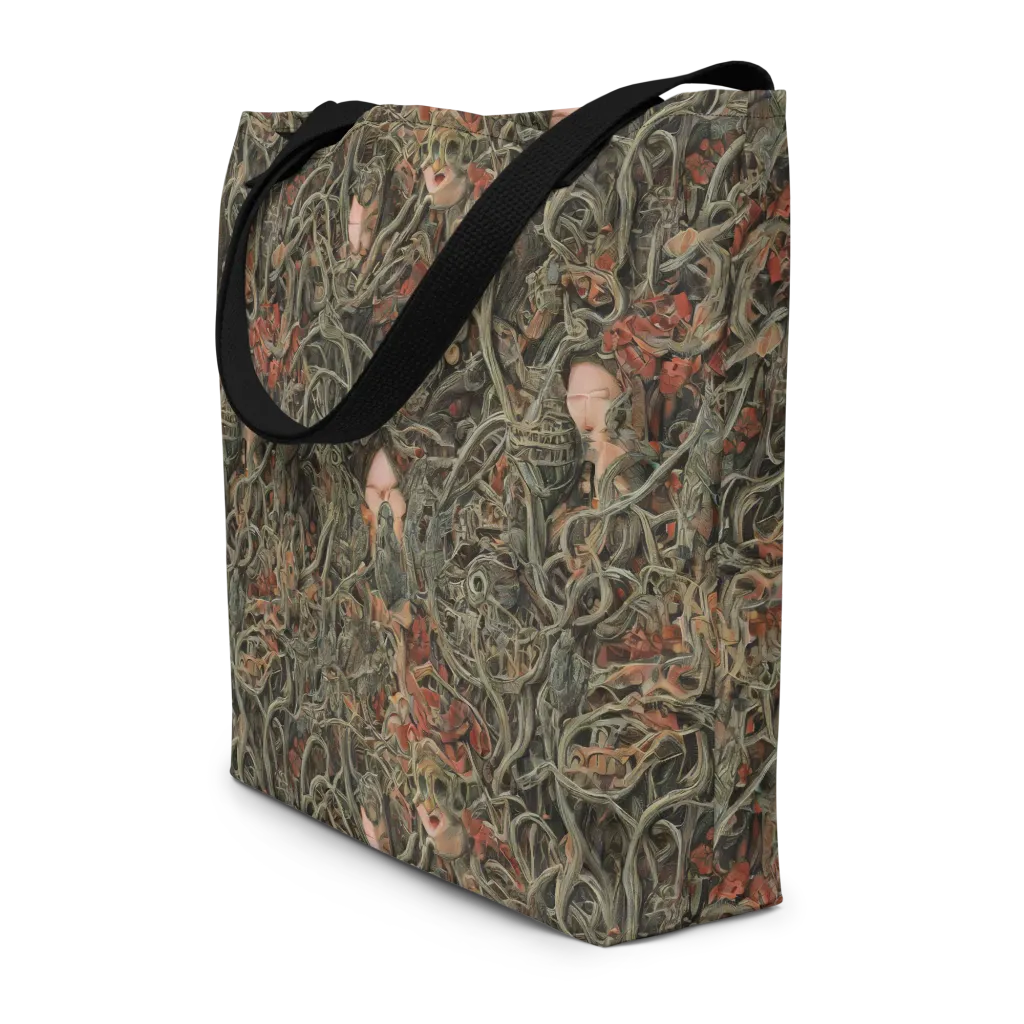 Olive Labyrinth on Large Tote Bag W/ Pocket — Front