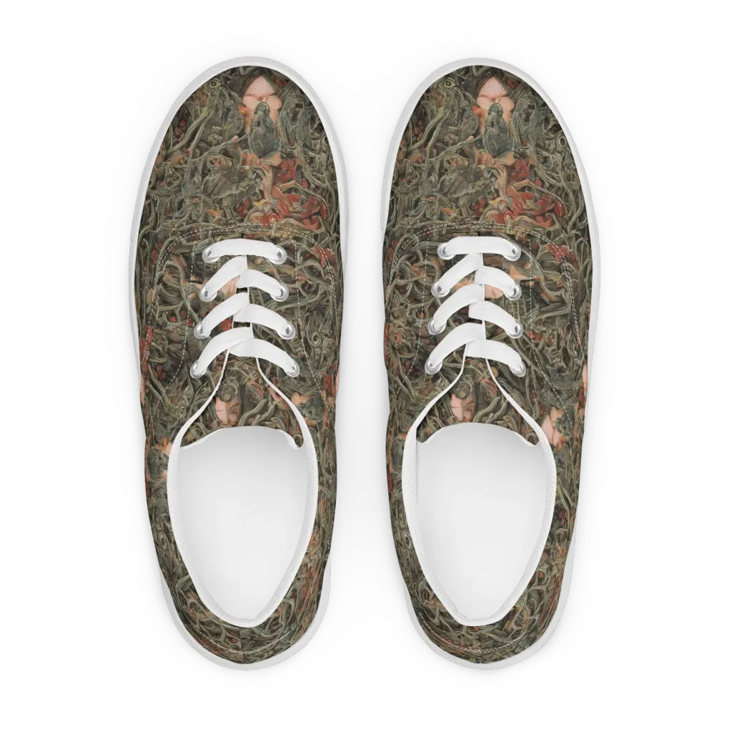 Olive Labyrinth on Men's Lace-Up Canvas Shoes — Front