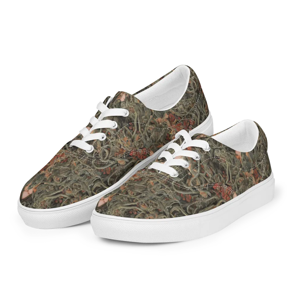 Olive Labyrinth on Men's Lace-Up Canvas Shoes — Left Front