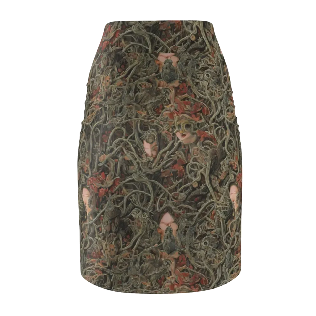 Olive Labyrinth on Pencil Skirt — Back