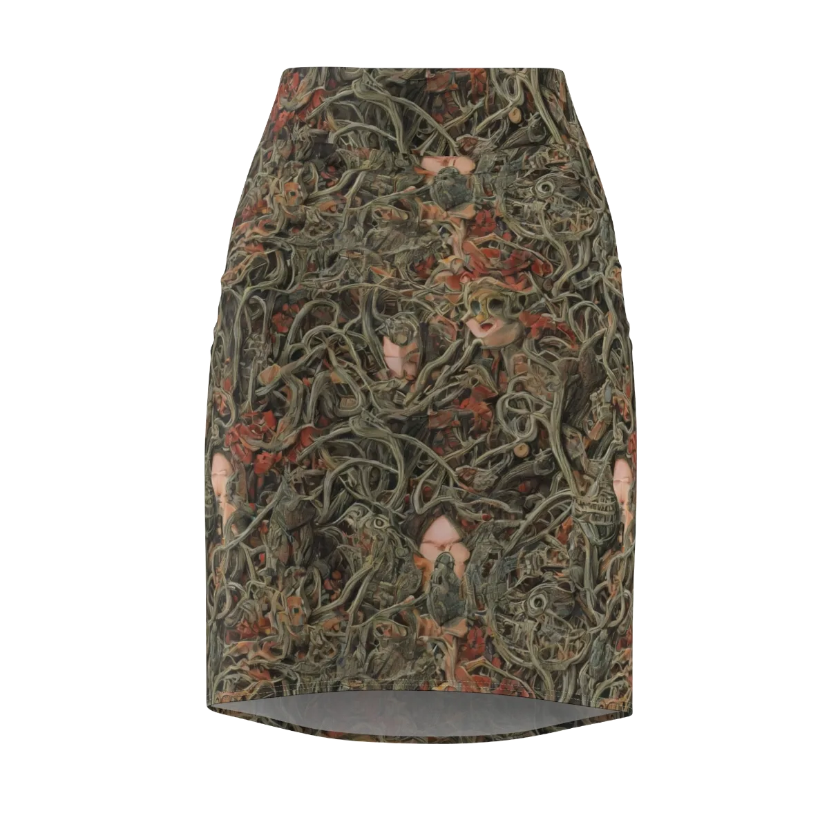 Olive Labyrinth on Pencil Skirt — Front