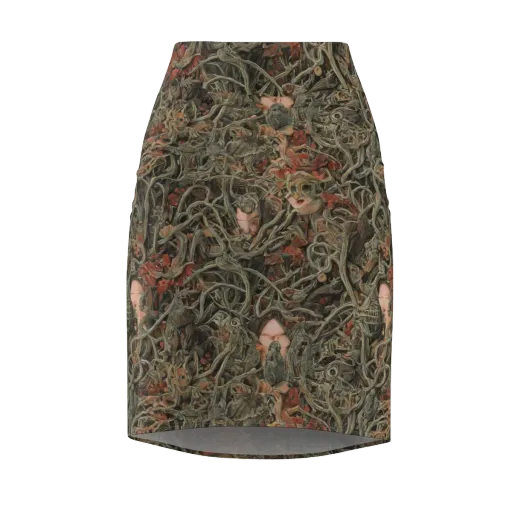 Olive Labyrinth on a Pencil Skirt