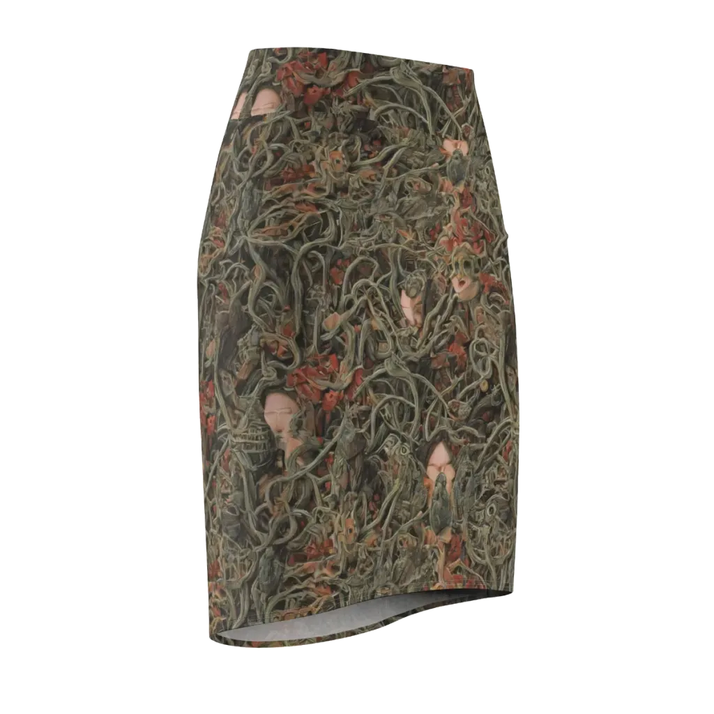 Olive Labyrinth on Pencil Skirt — Front Side