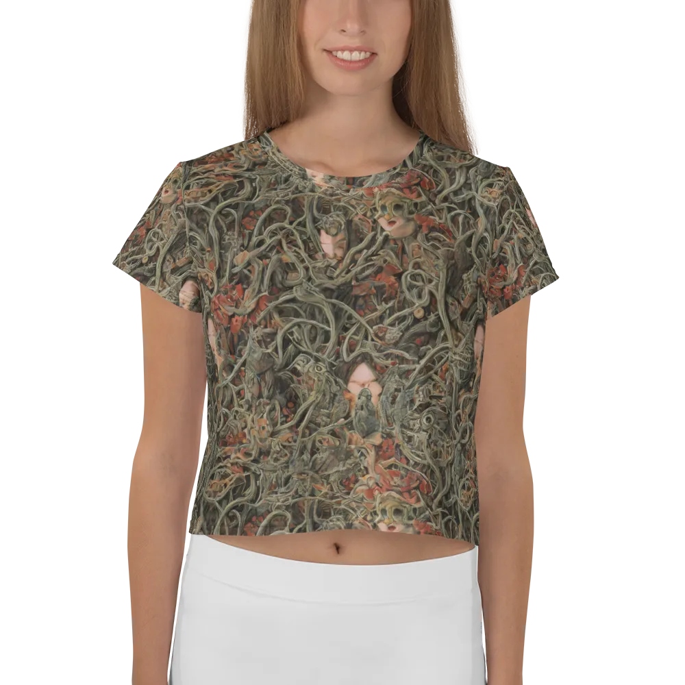 Olive Labyrinth on Crop Tee — Front