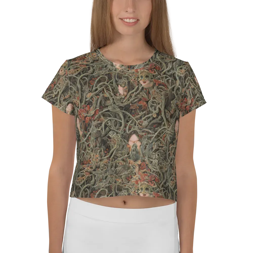 Olive Labyrinth on Crop Tee — Front