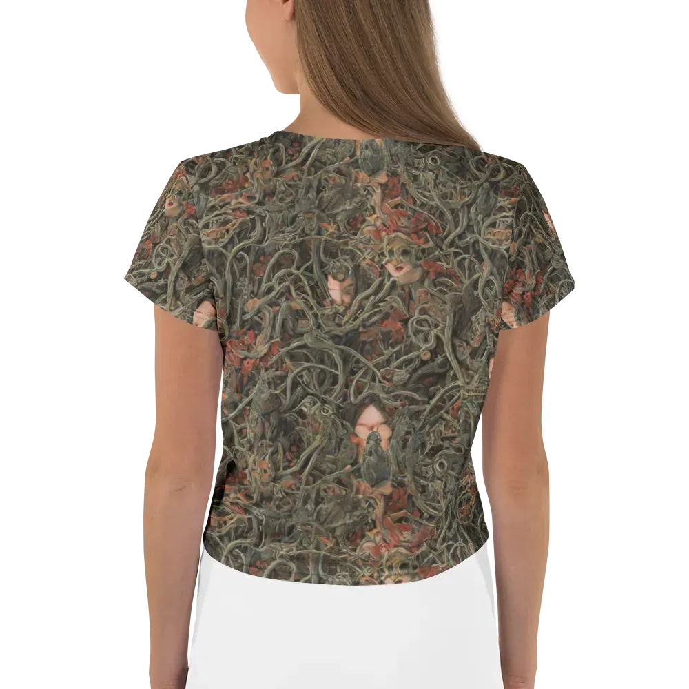Olive Labyrinth on Crop Tee — Back