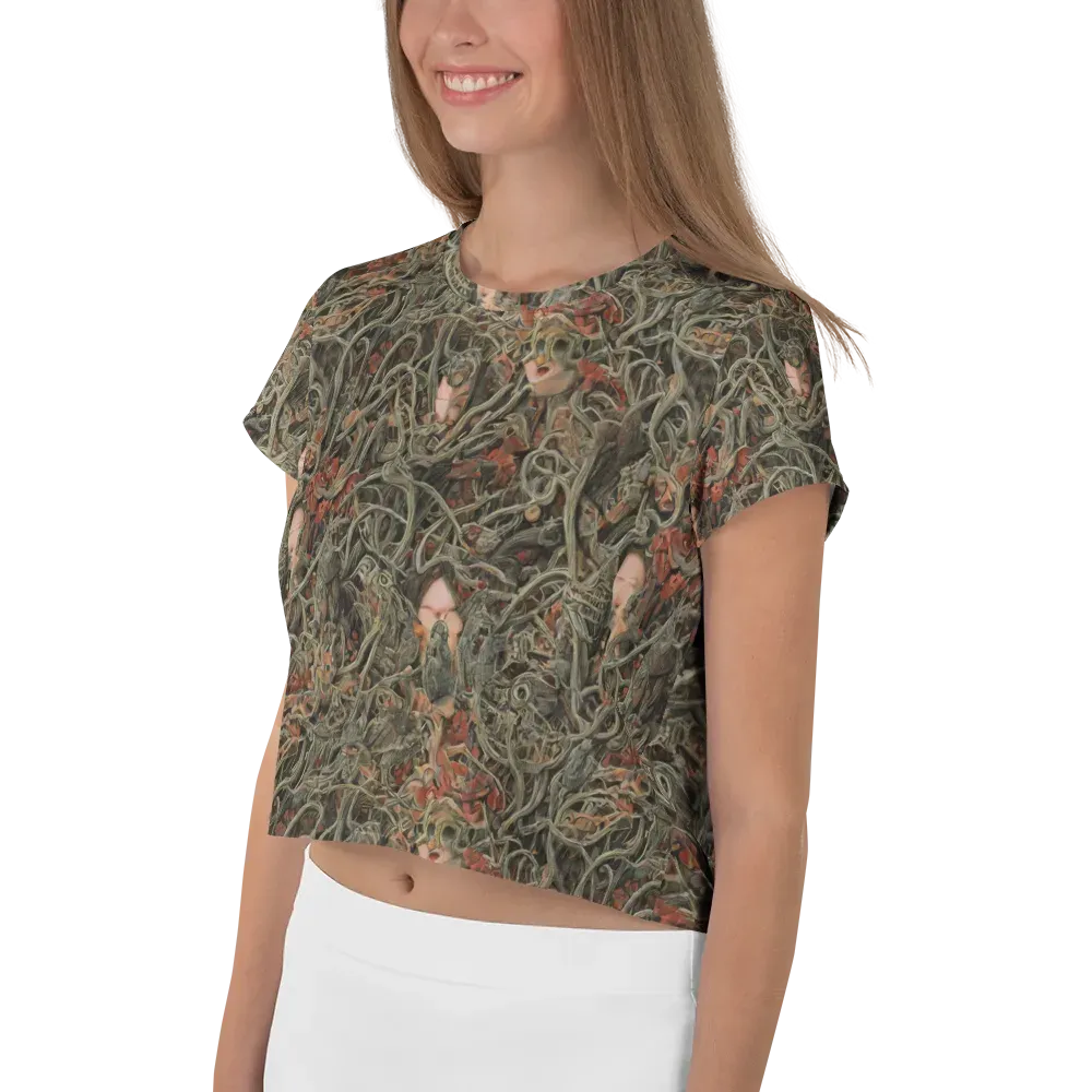 Olive Labyrinth on Crop Tee — Left