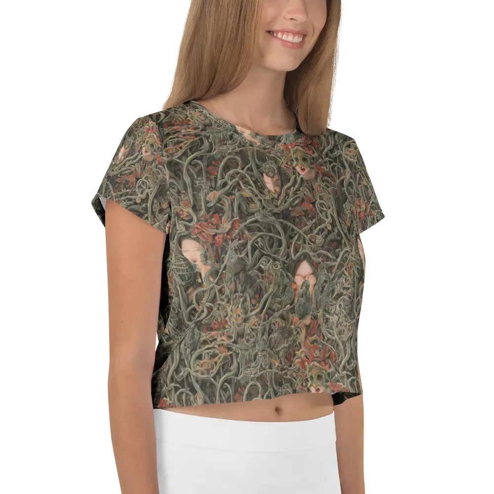 Olive Labyrinth on Crop Tee — Right