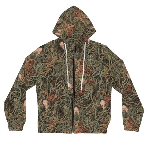 Olive Labyrinth on a Women's Full-Zip Hoodie