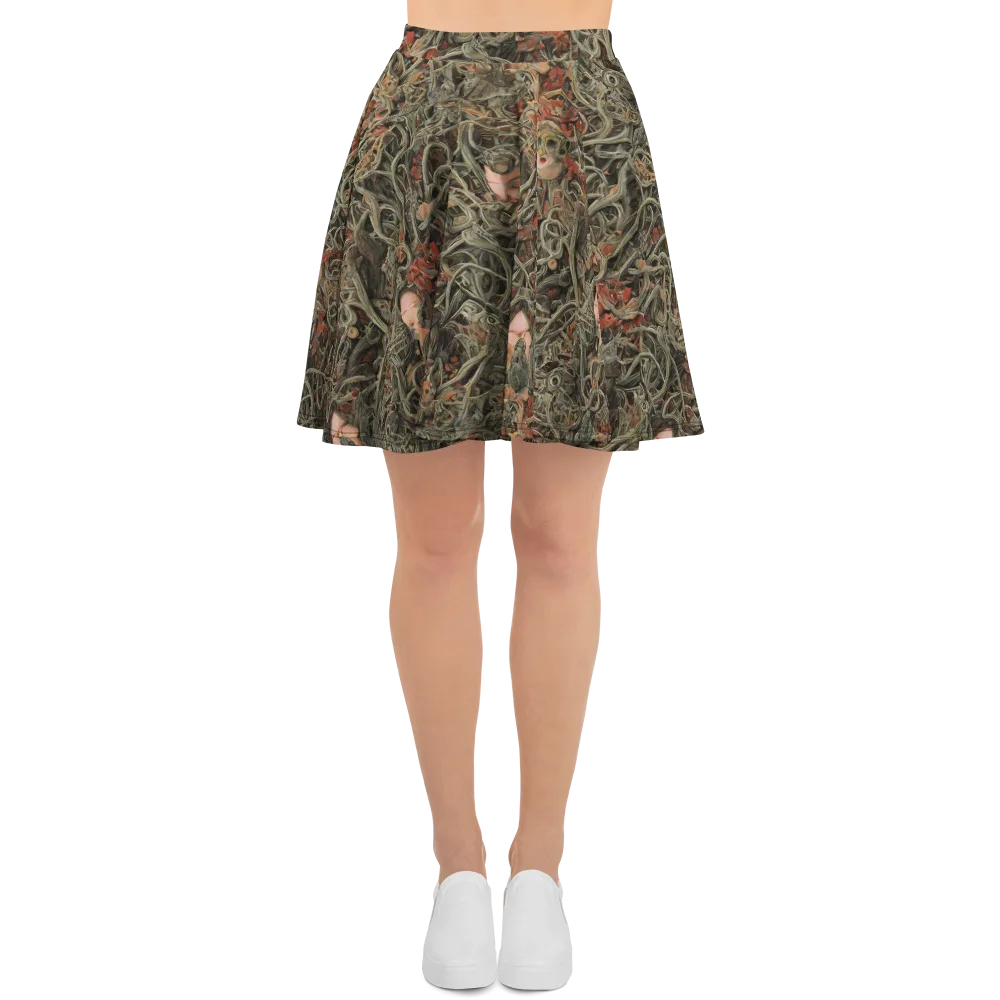 Olive Labyrinth on Skater Skirt — Front