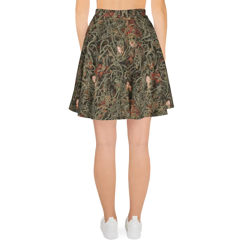 Olive Labyrinth on Skater Skirt — Back