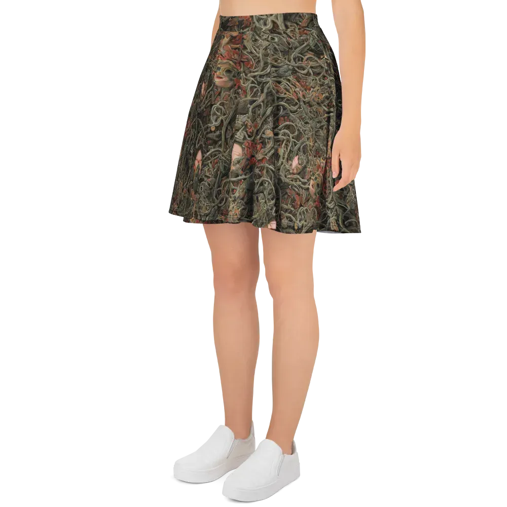 Olive Labyrinth on Skater Skirt — Left