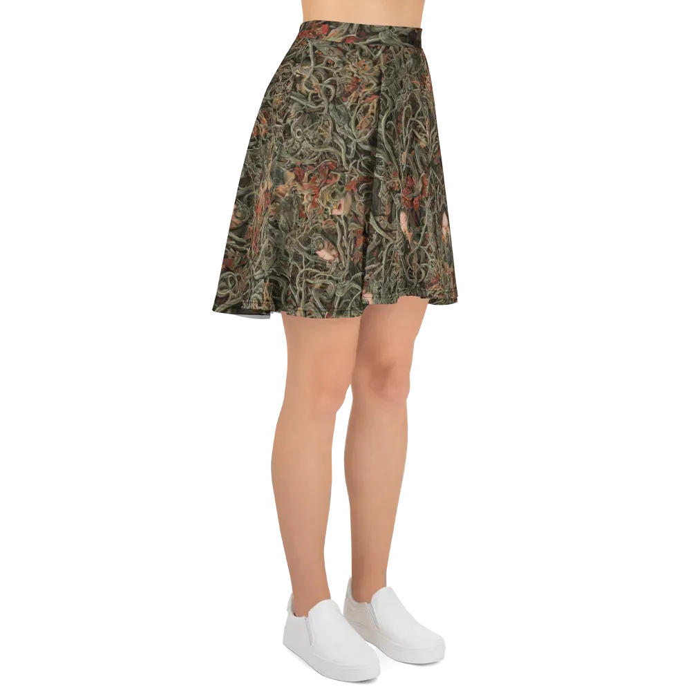 Olive Labyrinth on Skater Skirt — Right