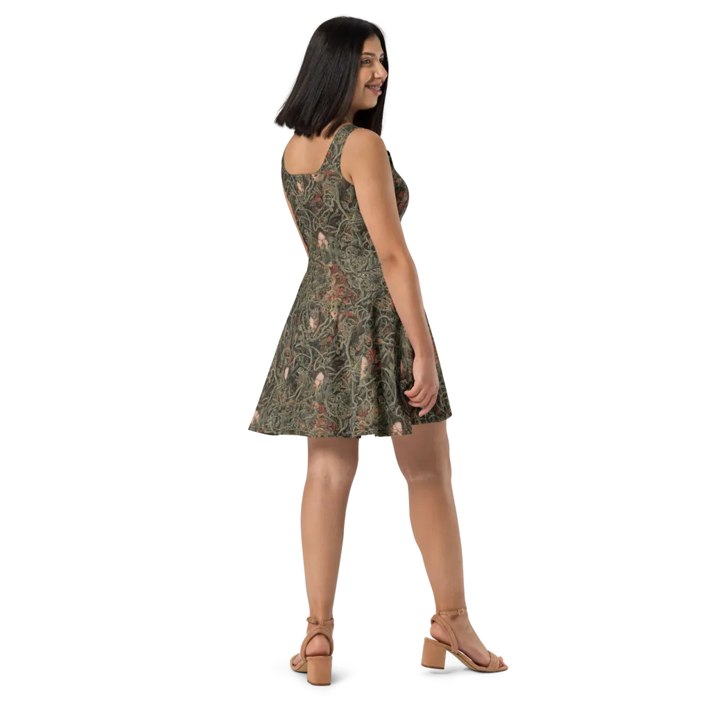 Olive Labyrinth on Skater Dress — Right