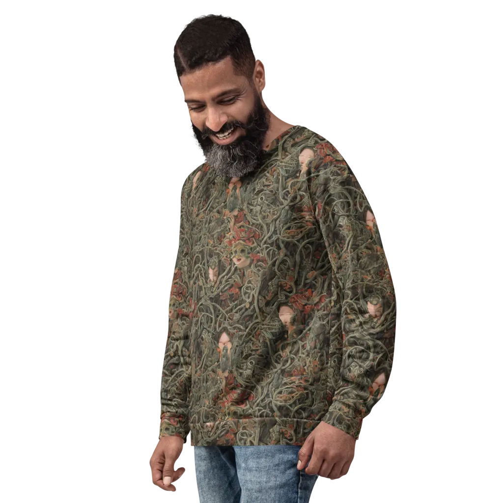 Olive Labyrinth on Sweatshirt — Left Front