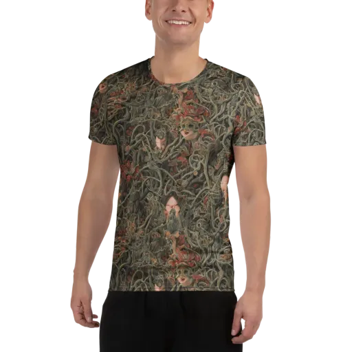 Olive Labyrinth on a Men's Athletic T-Shirt