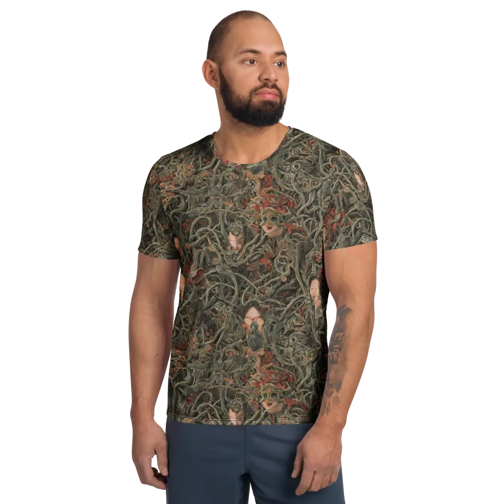 Olive Labyrinth on Men's Athletic T-Shirt — Front