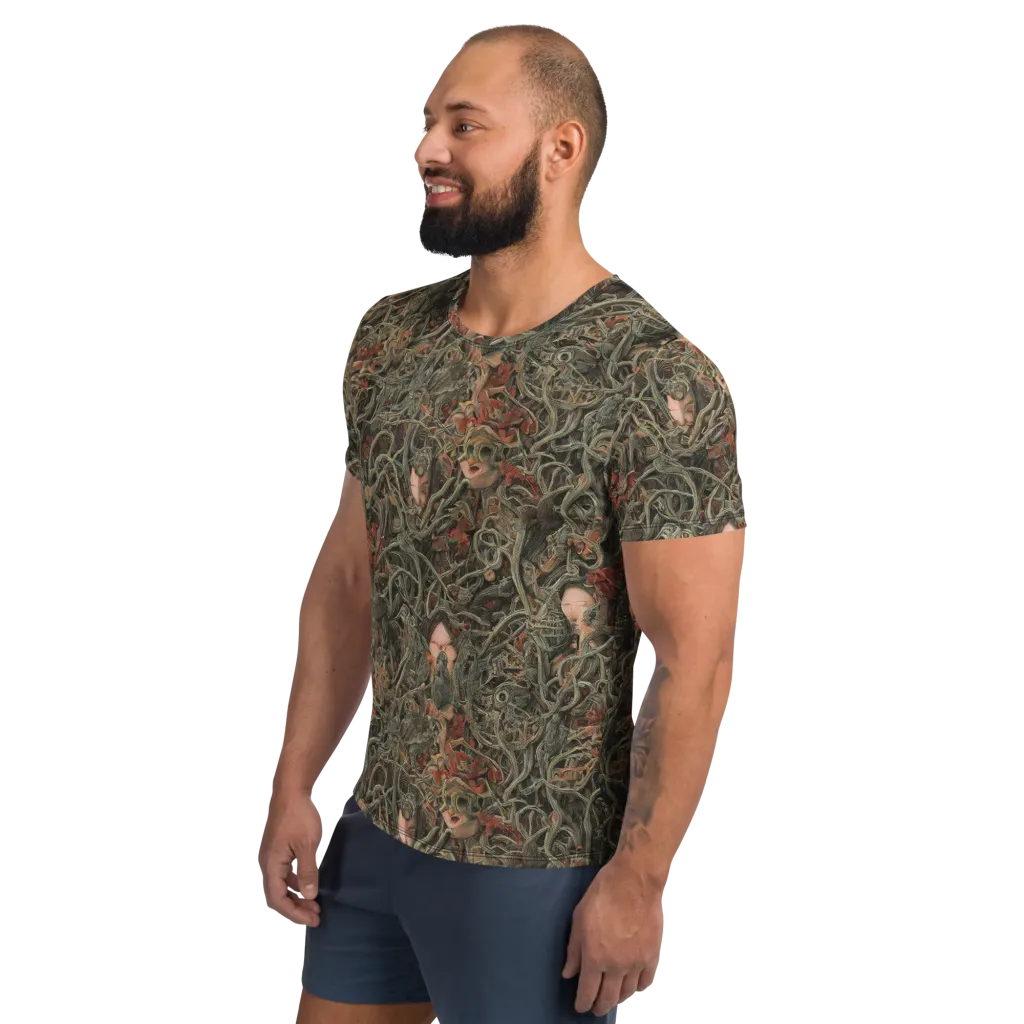 Olive Labyrinth on Men's Athletic T-Shirt — Left