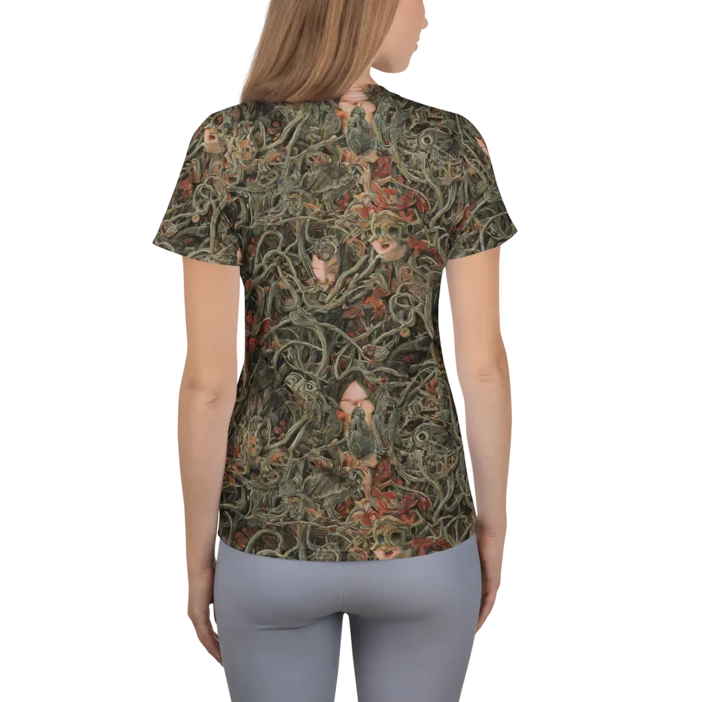 Olive Labyrinth on Women's Athletic T-Shirt — Back
