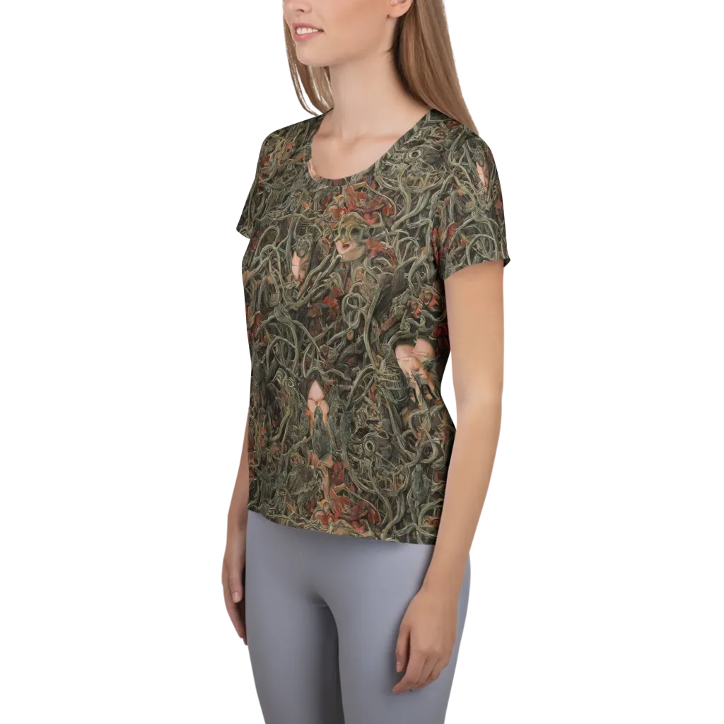 Olive Labyrinth on Women's Athletic T-Shirt — Left