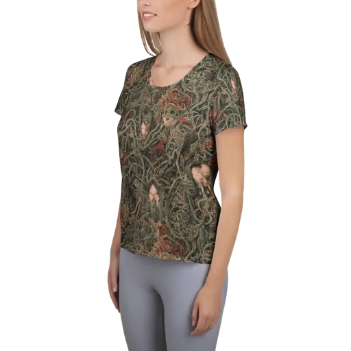 Olive Labyrinth on a Women's Athletic T-Shirt