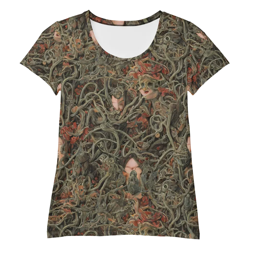 Olive Labyrinth on Women's Athletic T-Shirt — Front