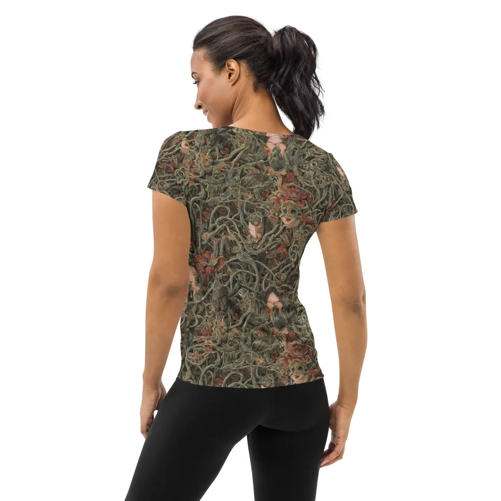 Olive Labyrinth on Women's Athletic T-Shirt — Back