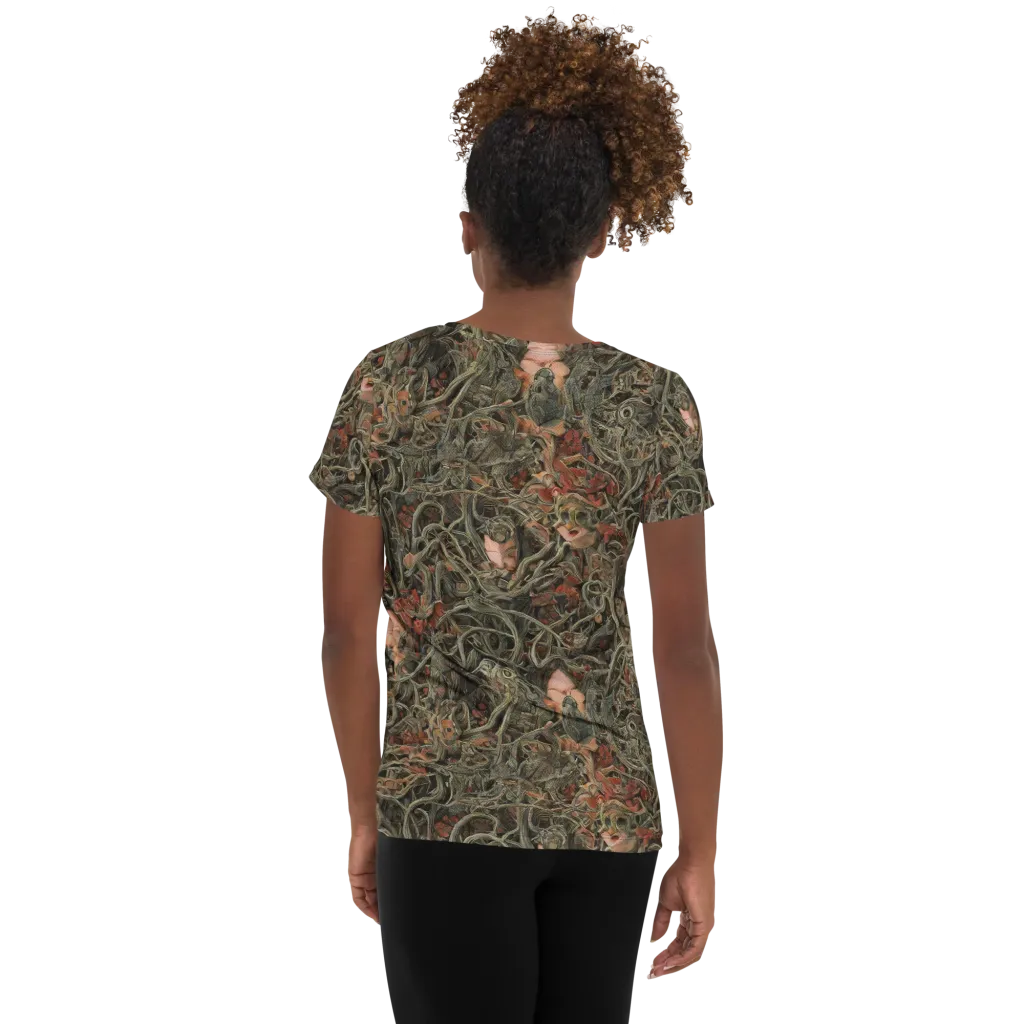Olive Labyrinth on Women's Athletic T-Shirt — Back